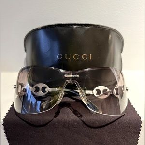 Gucci Brown GG 2772 Rimless Gradient Sunglasses (mask-shaped)